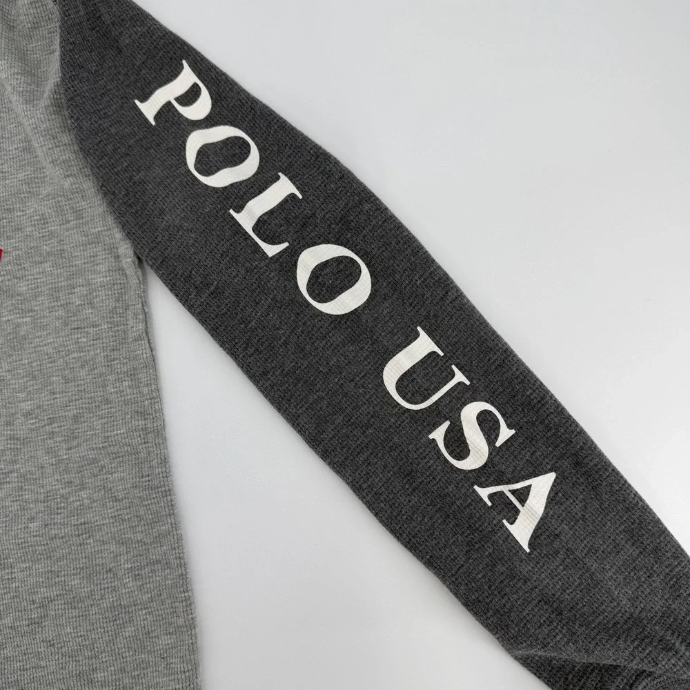 Polo Ralph Lauren Mens Grey Waffle Knit Thermal Sleepwear Top Polo USA Small